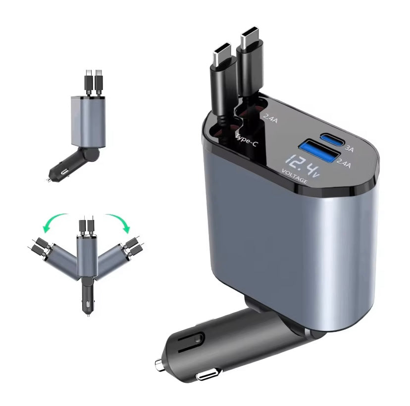 Chargeur de voiture rétractable LED